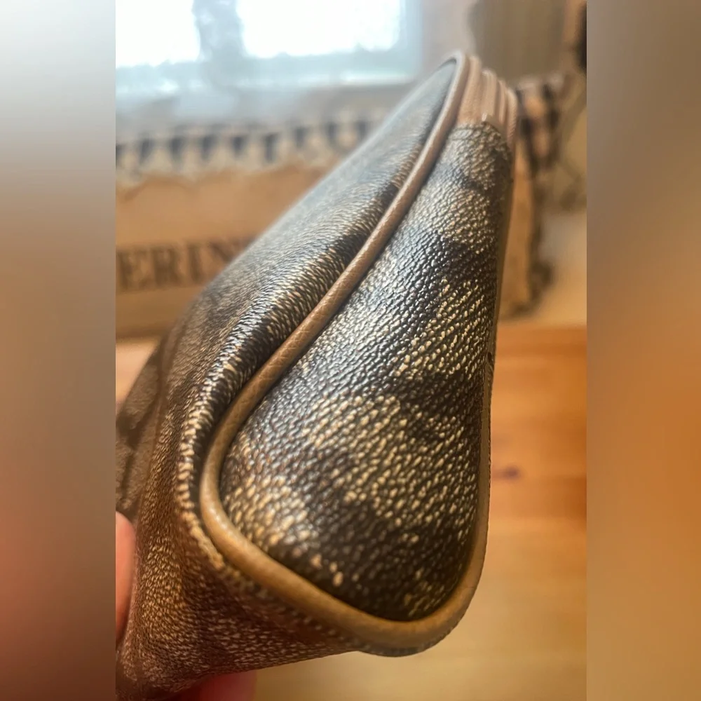Yves Saint Laurent Black and Tan Patterned Cosmetic Pouch